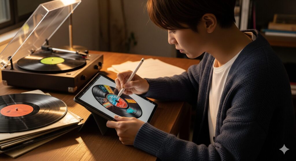 おしゃれなレコードのイラストを描く・探す