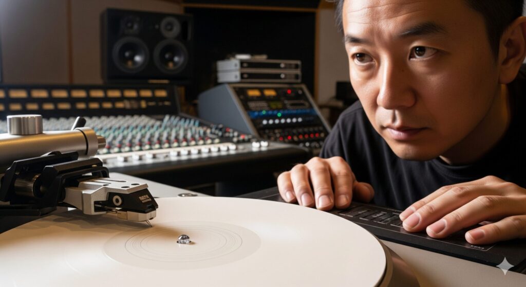 溝に音を記録する録音のプロセス